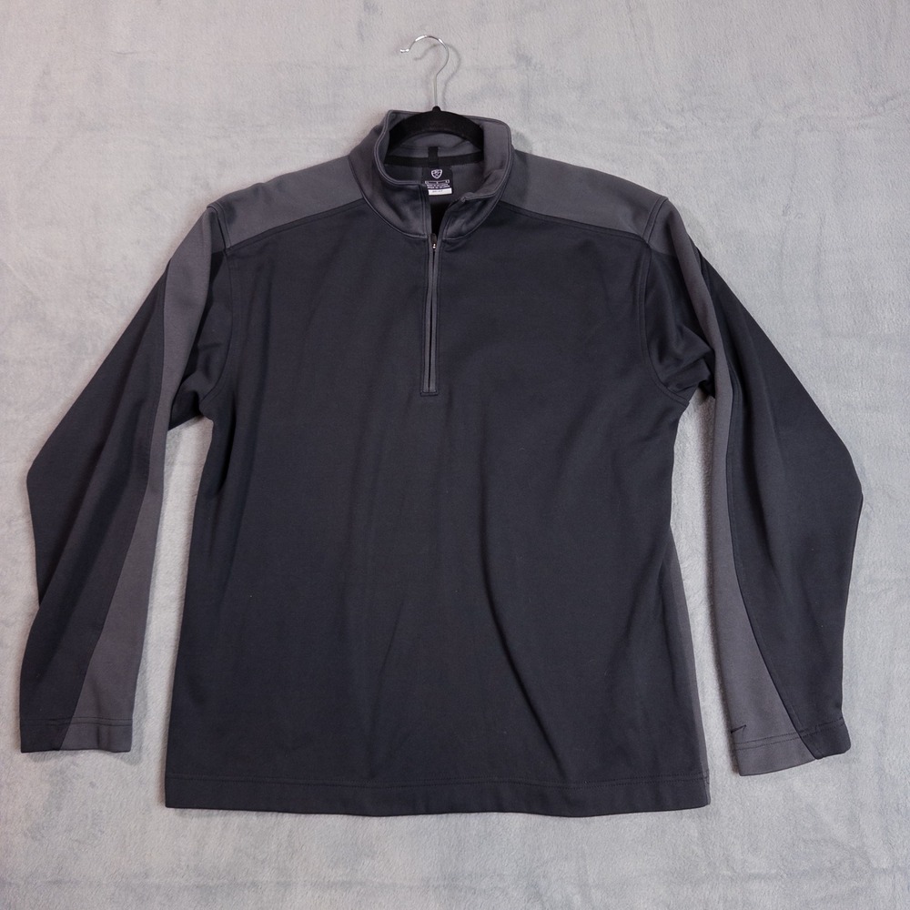 Nike Golf Pullover Men Large Black Gray Good Dri-FIT 1/4 Zip Mock Neck 0709